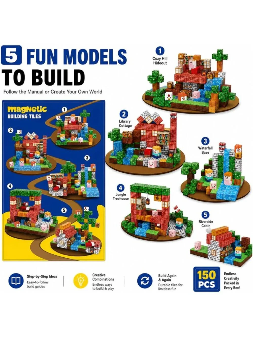 150PCS Magnetic Building Blocks - STEM Stacking Cubes Toy for Kids 3+ | Fun